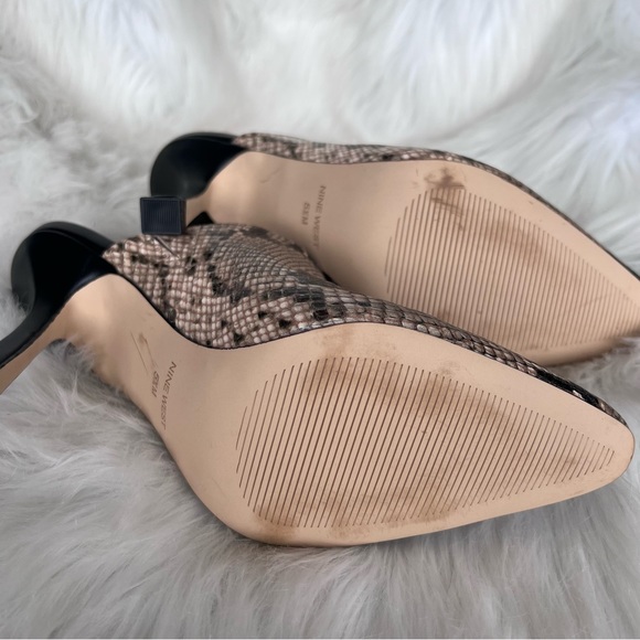 Nine West Snake Skin Vegan Leather Mule Heels 5.5 - Picture 3 of 6